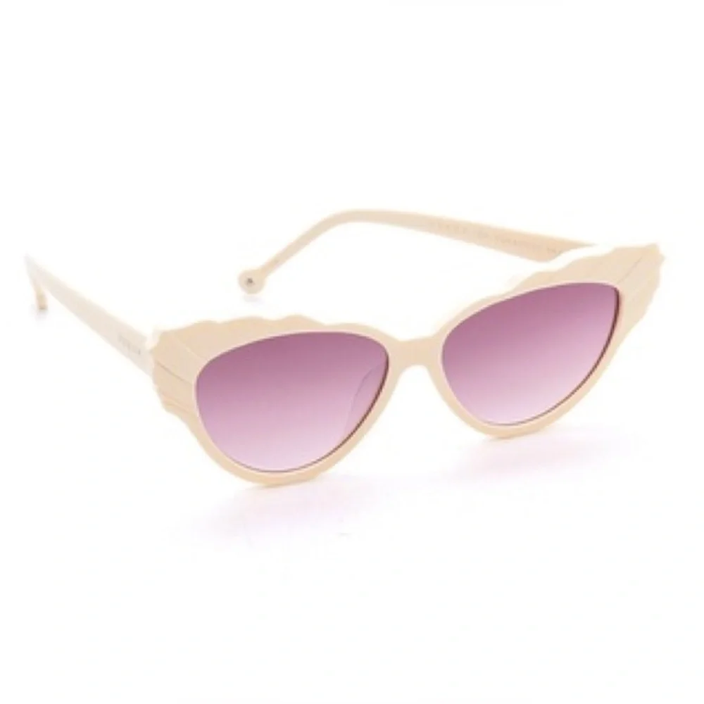 Preen by Thornton Bregazzi Phillipa Cat Eye Sunglasses Ivory Pink Lenses $380 - Picture 1 of 16